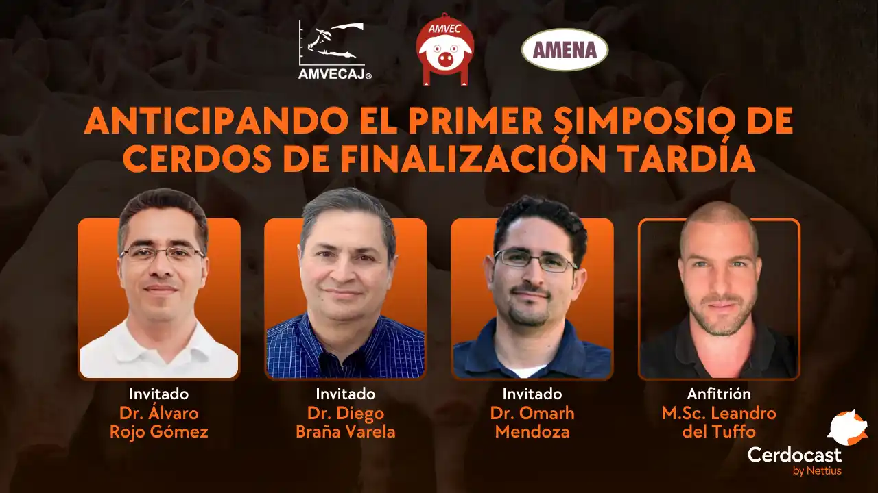 Primer Simposio sobre cerdos de finalización tardía - Dr. Álvaro Rojo Gómez, Dr. Diego Braña Varela y Dr. Omarh Mendoza.